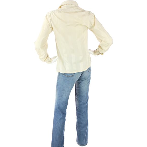 Vintage Ruth Matthews Beige Striped Cottagecore Blouse Shirt - Picture 4 of 5